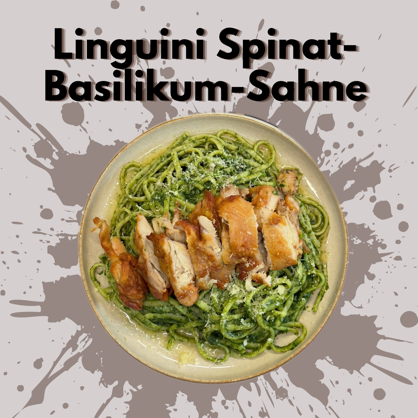 Linguini mit Hähnchen Spinat-Basilikum-Sahne