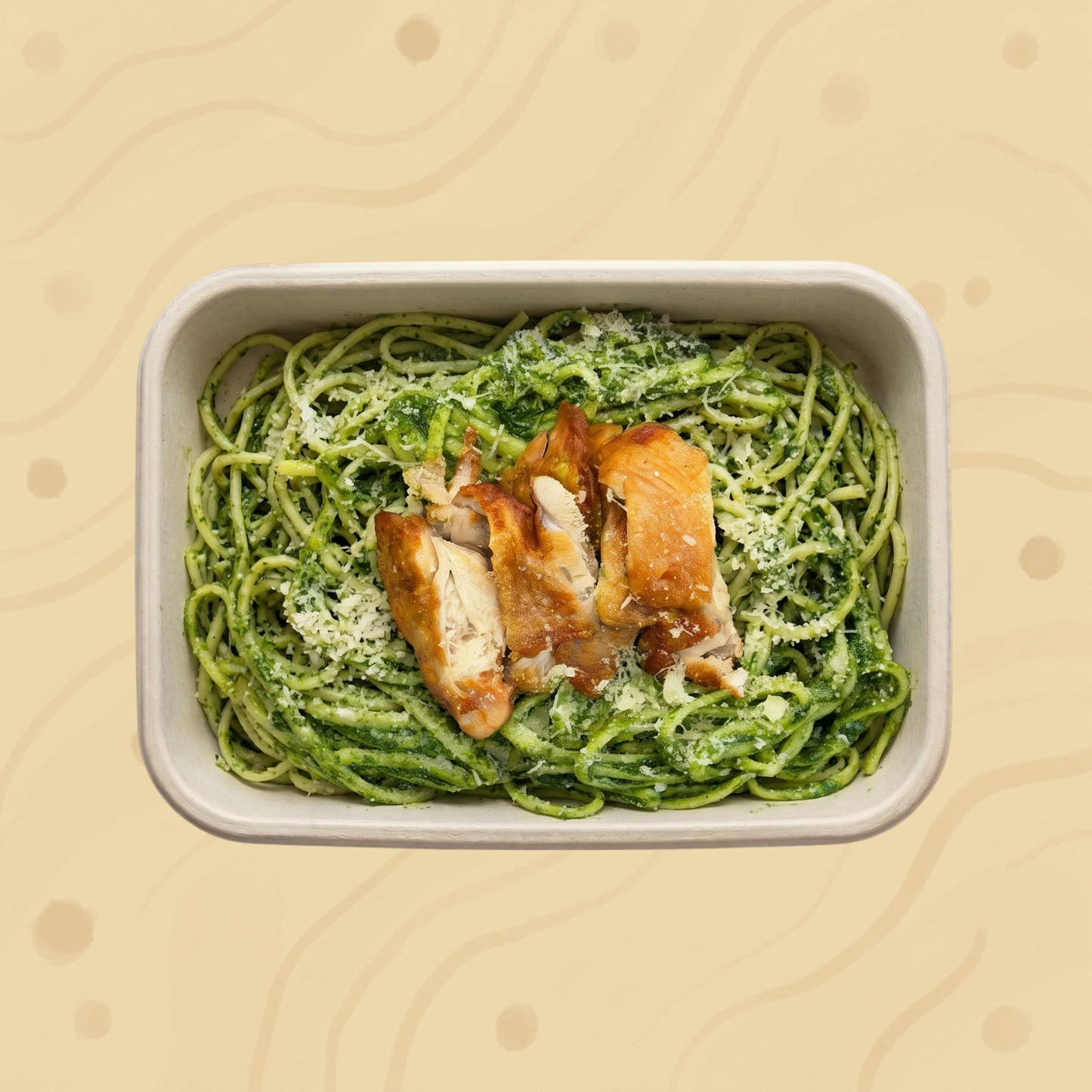 Pasta Hähnchen-Spinat in Sahnesoße